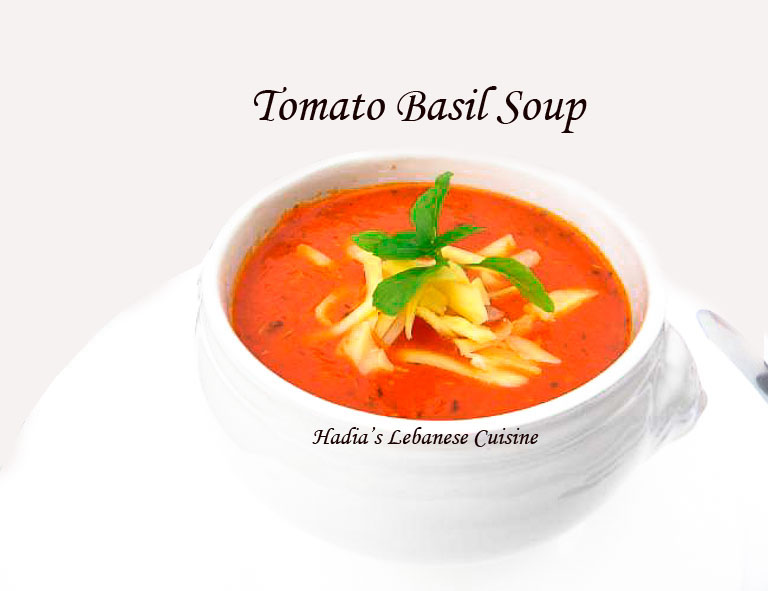 Tomato Basil Soup Hadias Lebanese Cuisine